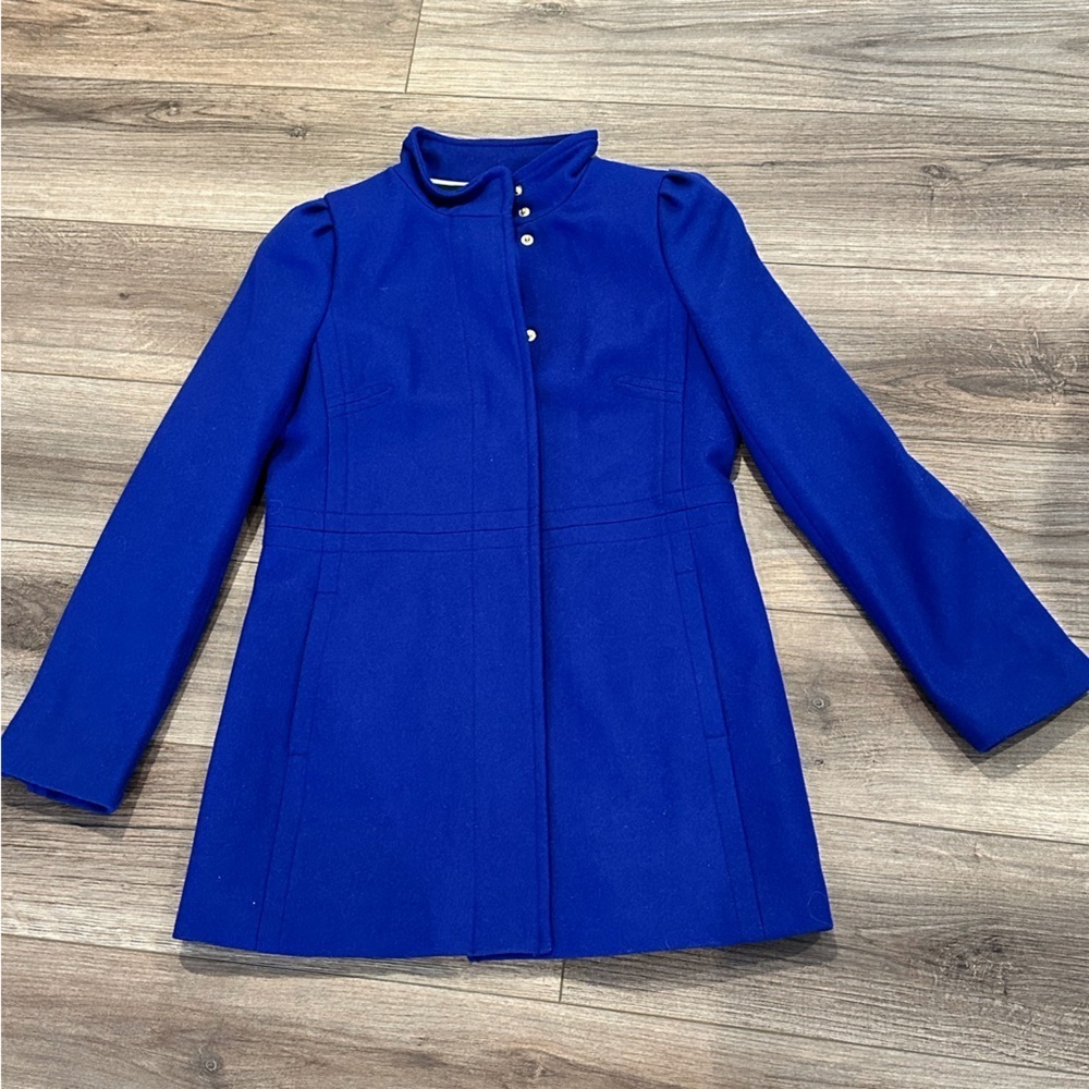 NWOT Banana Republic Cobalt Blue Wool Structured Walking City Coat Size Small - Picture 3 of 12